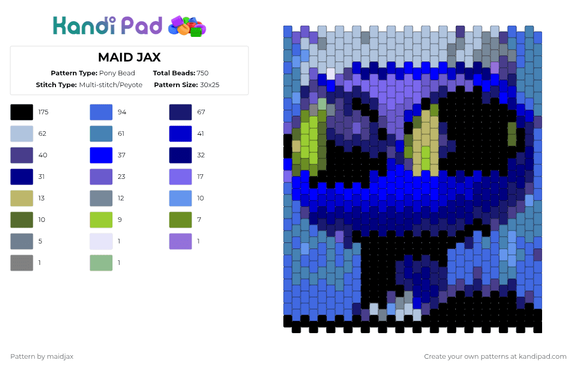 MAID JAX - Pony Bead Pattern by maidjax on Kandi Pad - blue,light blue,purple