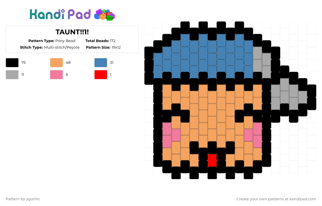 TAUNT!!1! - Pony Bead Pattern by ygunhc on Kandi Pad - blue,orange,die of death,taunt,dod,roblox