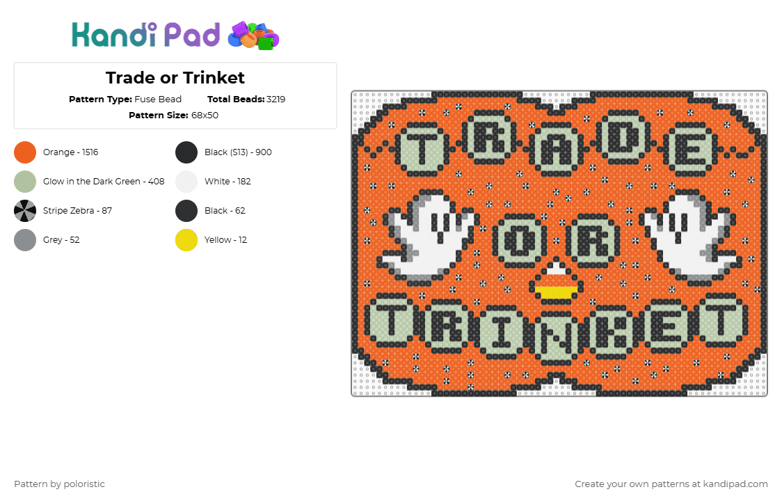 Trade or Trinket - Fuse Bead Pattern by poloristic on Kandi Pad - orange