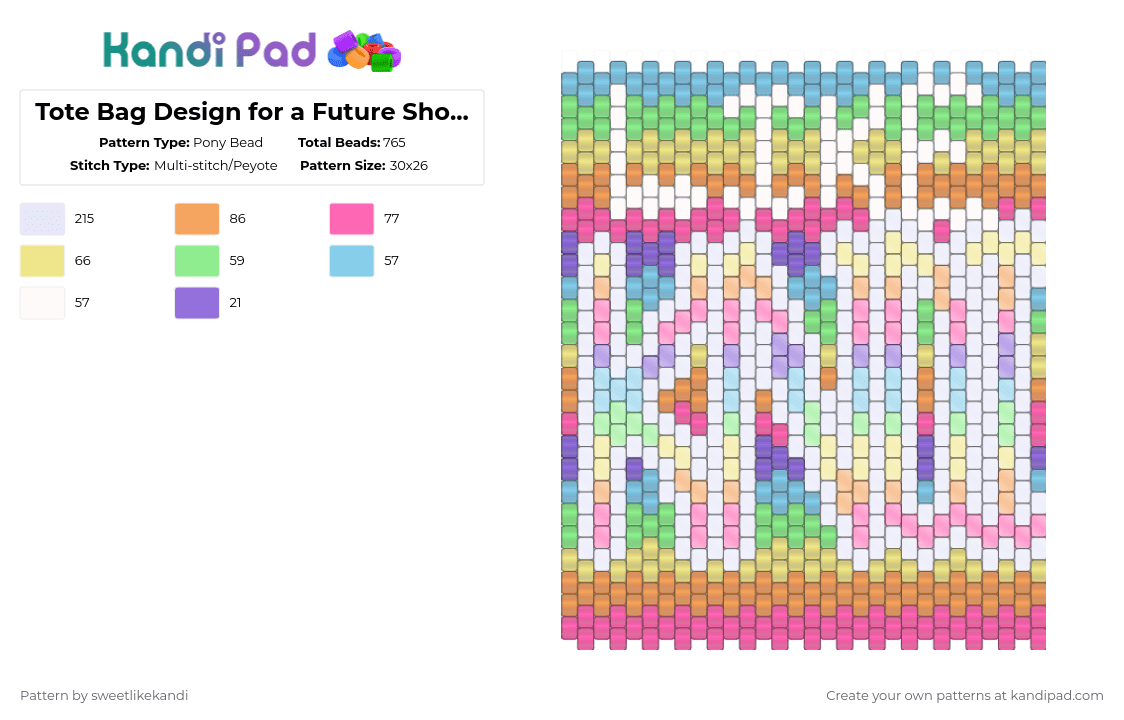Tote Bag Design for a Future Shop!! Stay tuned!! - Pony Bead Pattern by sweetlikekandi on Kandi Pad - yellow,orange,pink,cotdrainbows
