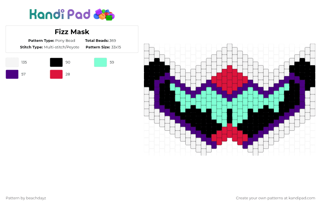 Fizz Mask - Pony Bead Pattern by beachdayz on Kandi Pad - 