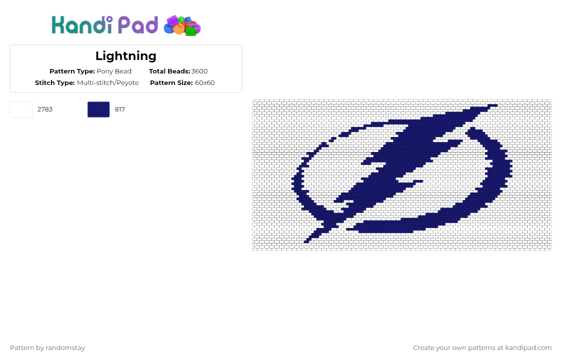 Lightning - Pony Bead Pattern by randomstay on Kandi Pad - white