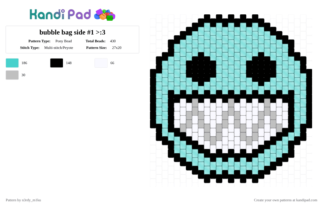 bubble bag side #1 >:3 - Pony Bead Pattern by n3rdy_m1ku on Kandi Pad - light blue,bubble,tadc,the amazing digital circus,bag,bag panel,clear,caine,cosplay