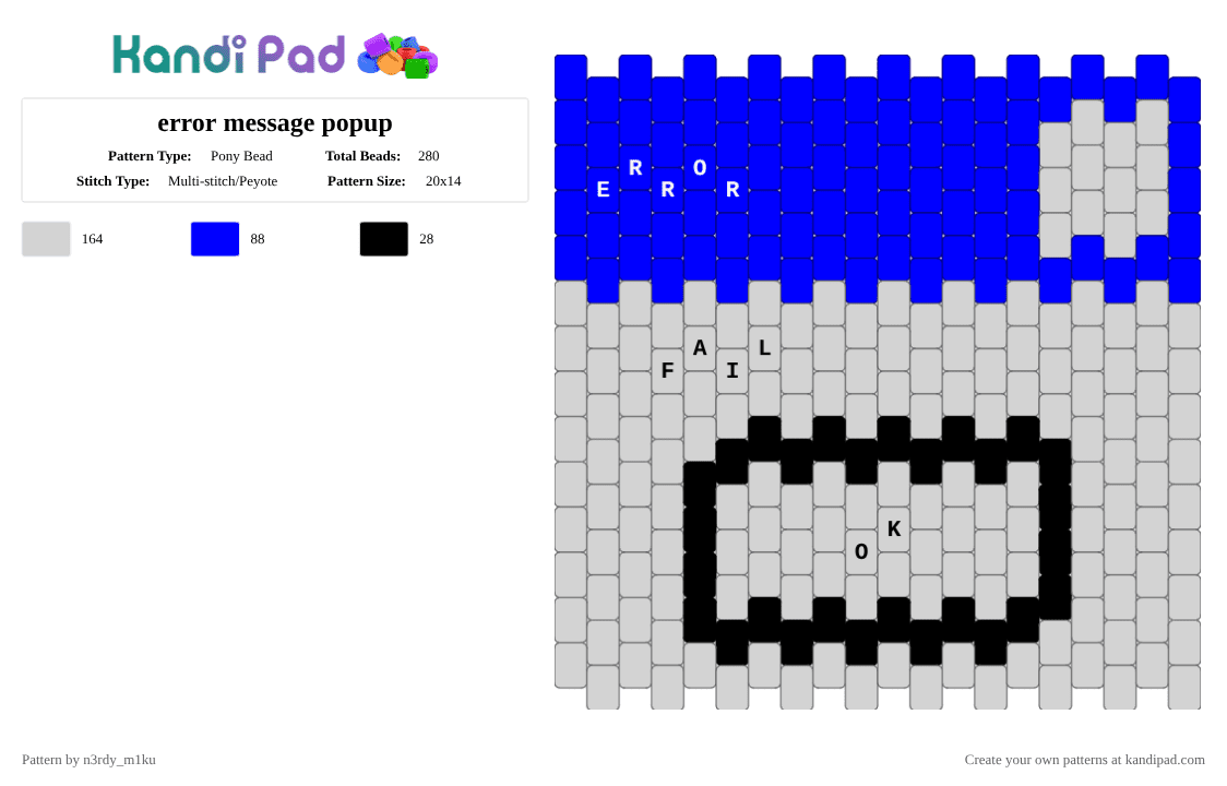error message popup - Pony Bead Pattern by n3rdy_m1ku on Kandi Pad - charm, error, fail, frutiger aero, pop up, popup, purple, text, white, windows