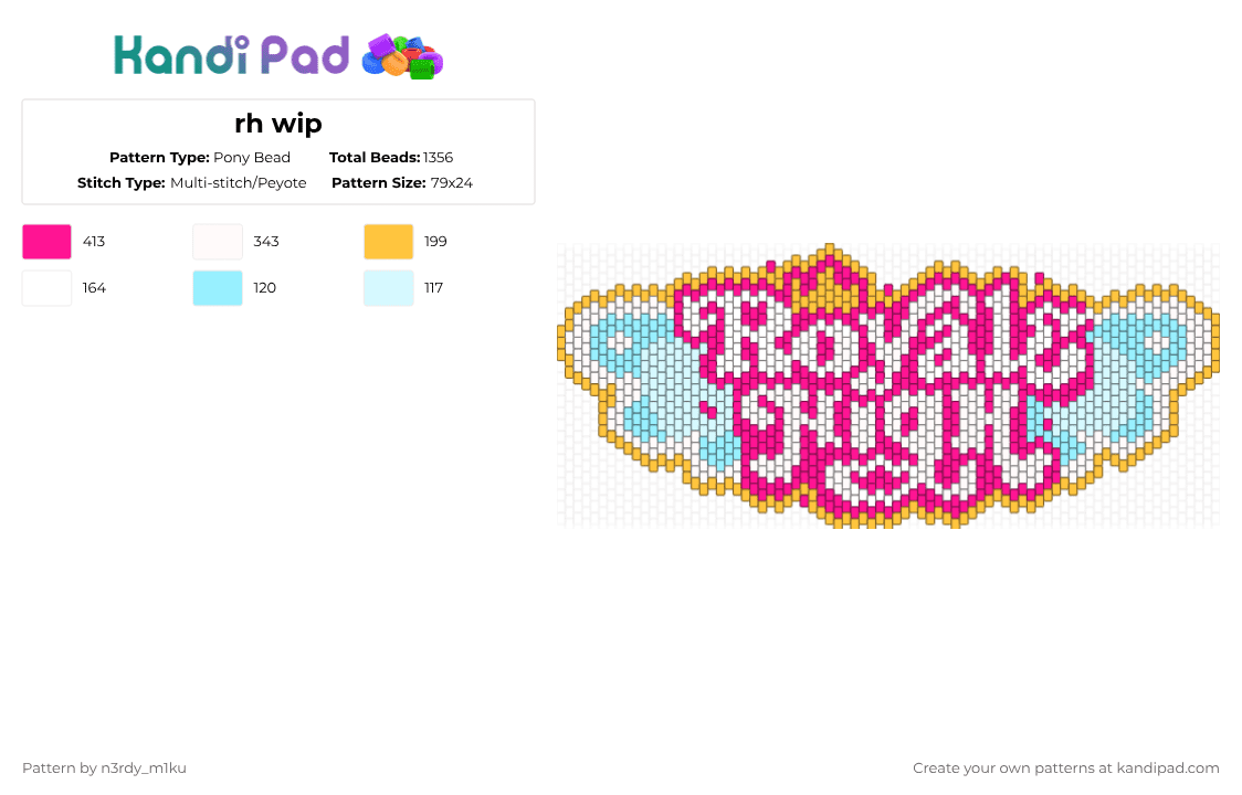 royale high logo ☁️💫💖🪽 - Pony Bead Pattern by n3rdy_m1ku on Kandi Pad - pink,roblox,gaming,fashion,royale,royalehigh