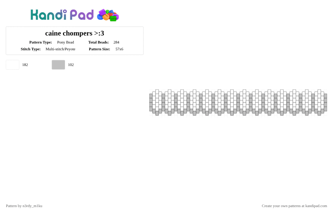 caine chompers >:3 - Pony Bead Pattern by n3rdy_m1ku on Kandi Pad - beige,white,caine,tadc,cosplay,teeth,headband