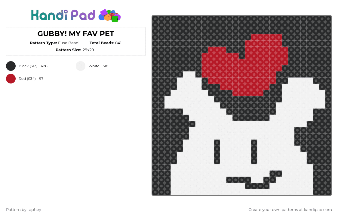GUBBY! MY FAV PET - Fuse Bead Pattern by taphey on Kandi Pad - white,cotdpets,forsaken,mafioso