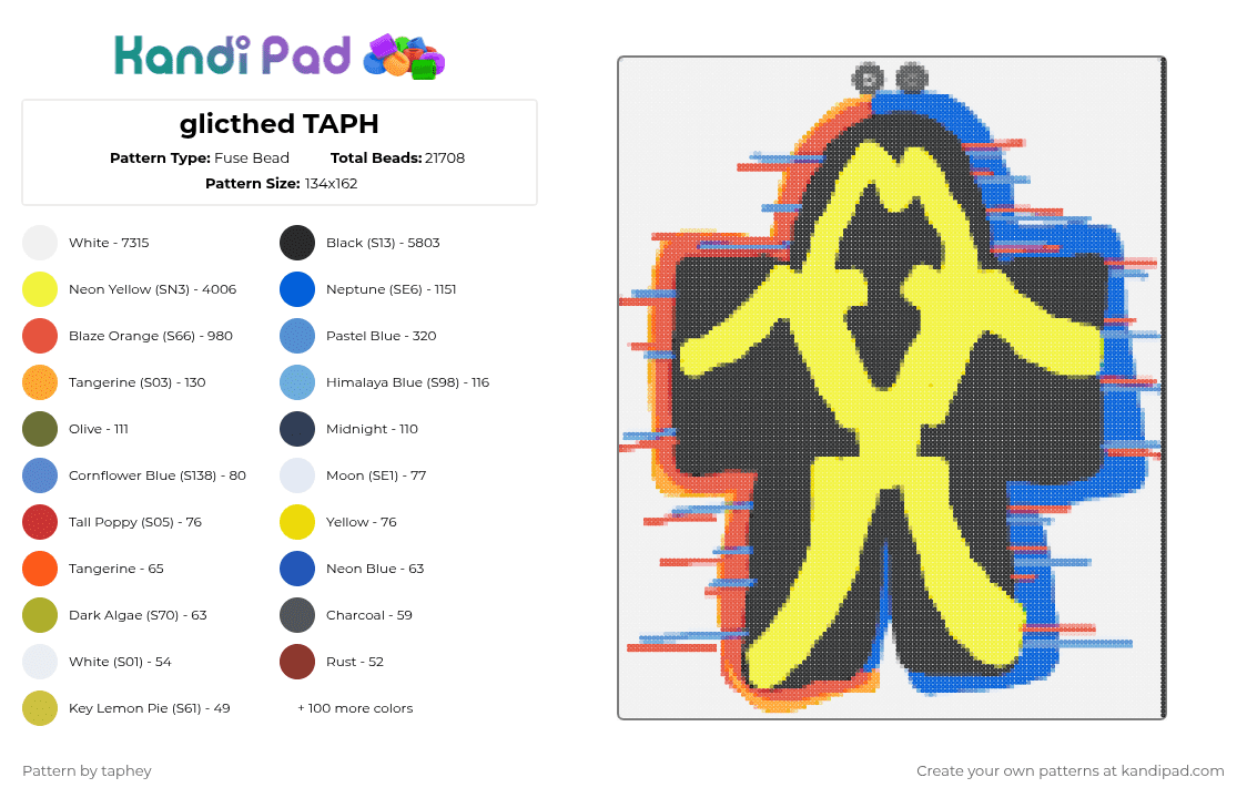 glicthed TAPH - Fuse Bead Pattern by taphey on Kandi Pad - cotdglitchart,taph,mixly