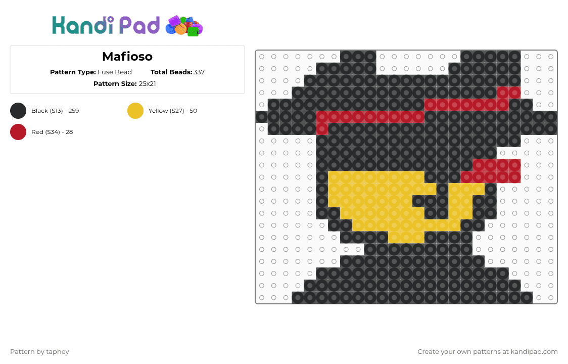 Mafioso - Fuse Bead Pattern by taphey on Kandi Pad - black,red,yellow,mafioso,forsaken,original