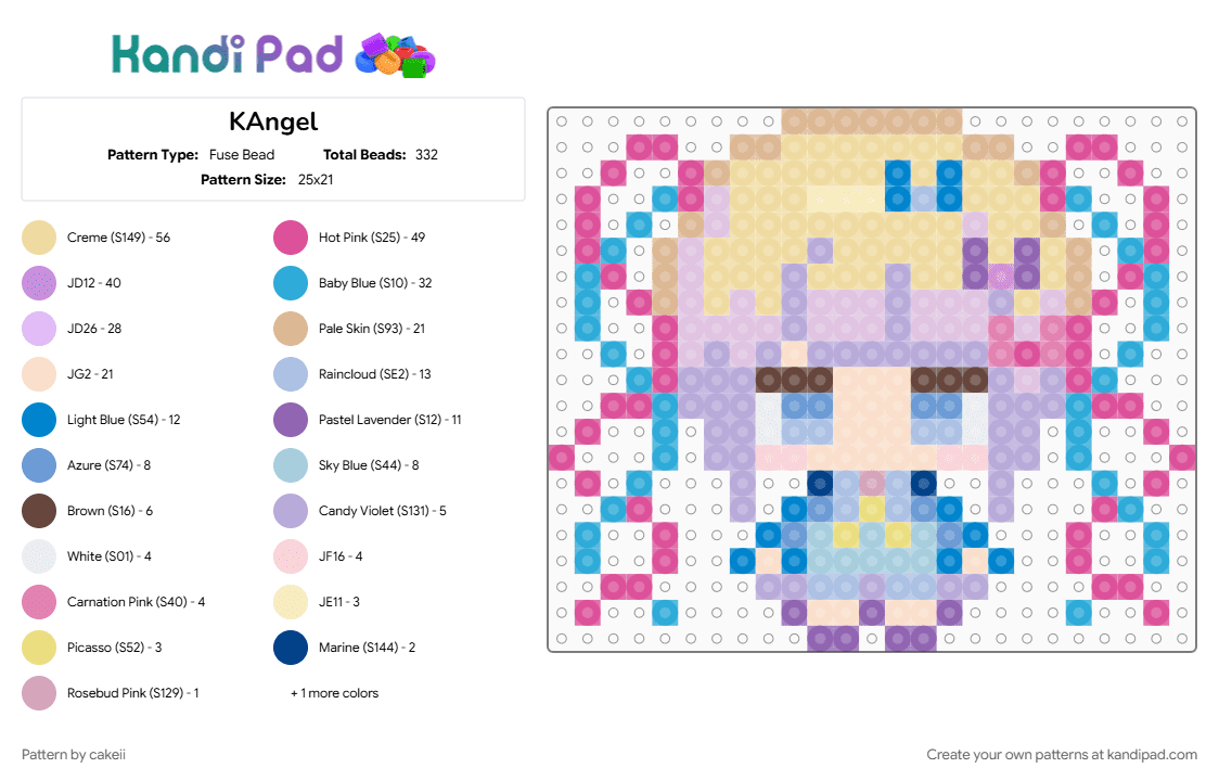 KAngel - Fuse Bead Pattern by cakeii on Kandi Pad - beige, kangel, light blue, needy streamer overload, nso, pink