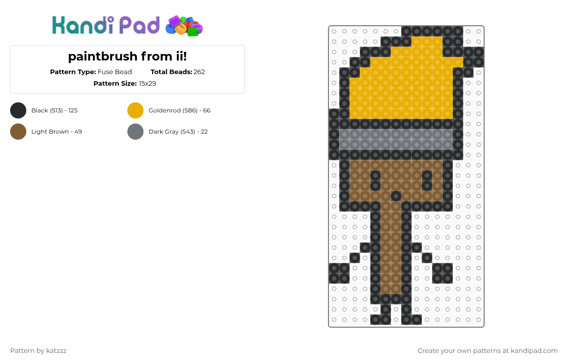 paintbrush from ii! - Fuse Bead Pattern by katzzz on Kandi Pad - orange,tan