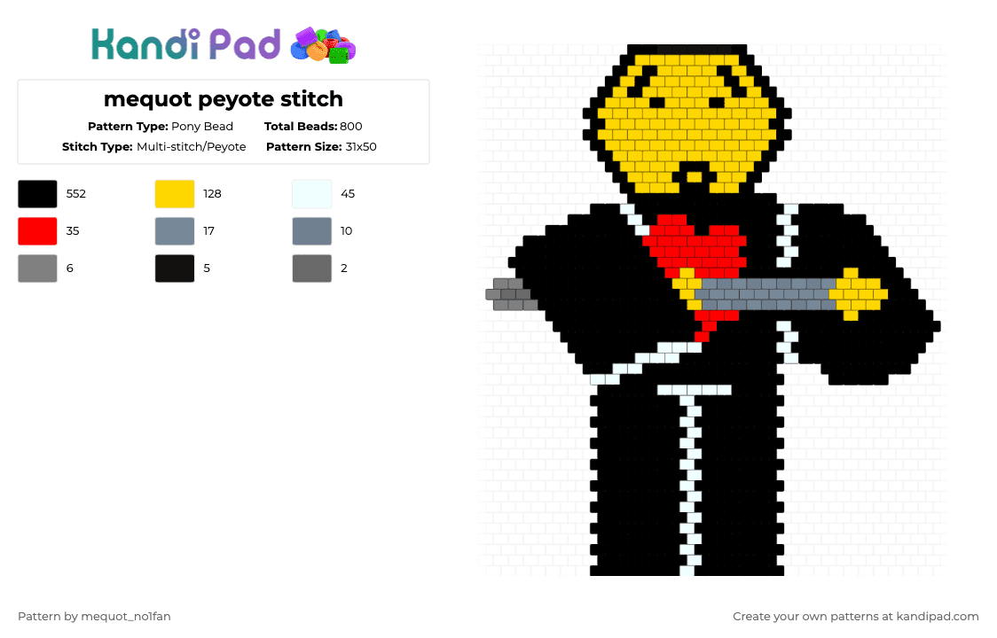 mequot peyote stitch - Pony Bead Pattern by mequot_no1fan on Kandi Pad - black,yellow,die of death,mequot,pursuer,peyote stitch,design