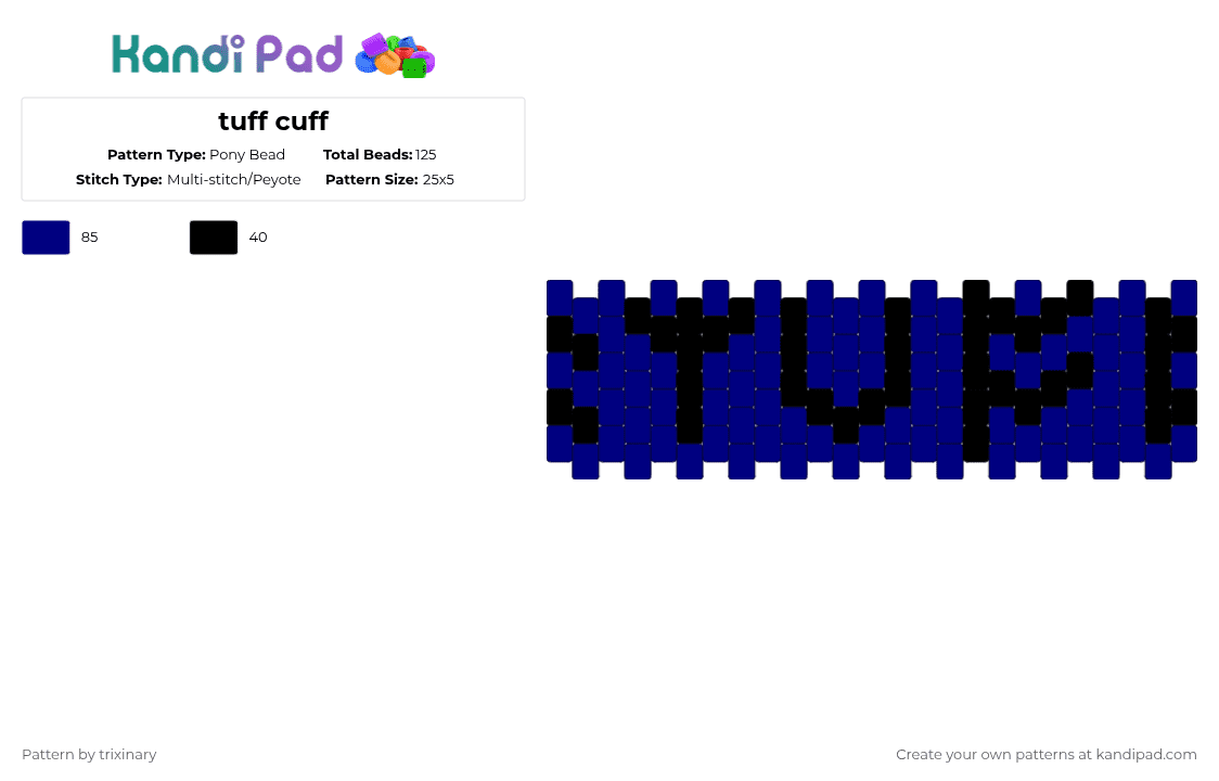 Tuff cuff Pony Bead Pattern - Kandi Pad | Kandi Patterns, Fuse Bead ...