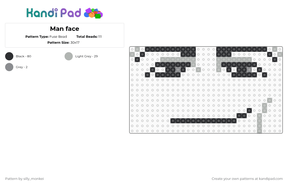 Man face - Fuse Bead Pattern by silly_monkei on Kandi Pad - black,beige