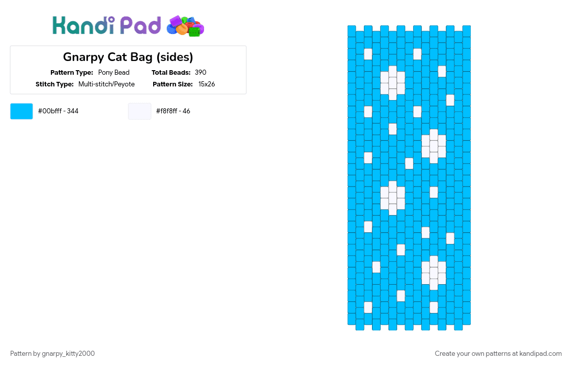 Gnarpy Cat Bag (sides) - Pony Bead Pattern by gnarpy_kitty2000 on Kandi Pad - gnarpy, light blue