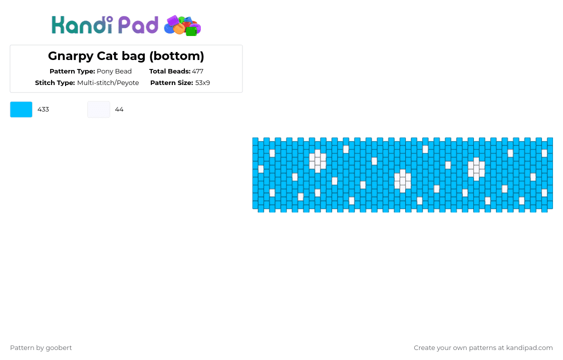 Gnarpy Cat bag (bottom) - Pony Bead Pattern by gnarpy_kitty2000 on Kandi Pad - light blue