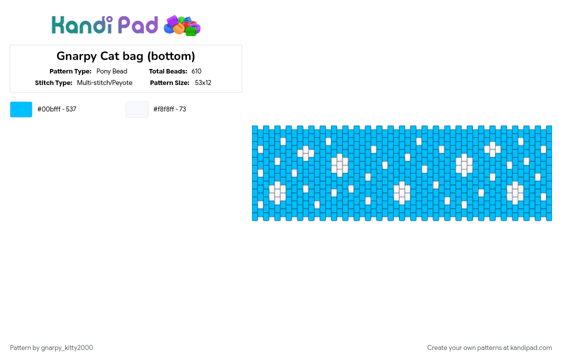 Gnarpy Cat bag (bottom) - Pony Bead Pattern by gnarpy_kitty2000 on Kandi Pad - gnarpy, light blue