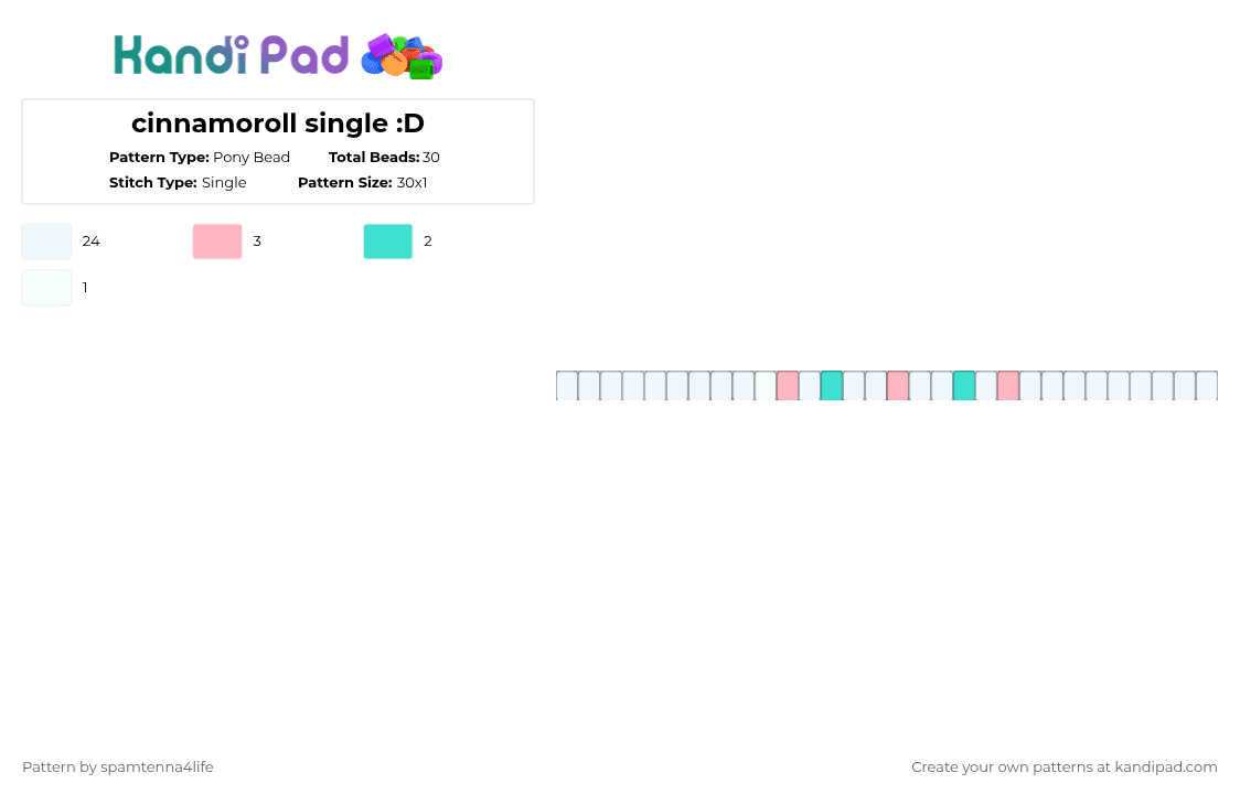 cinnamoroll single :D - Pony Bead Pattern by spamtenna4life on Kandi Pad - 