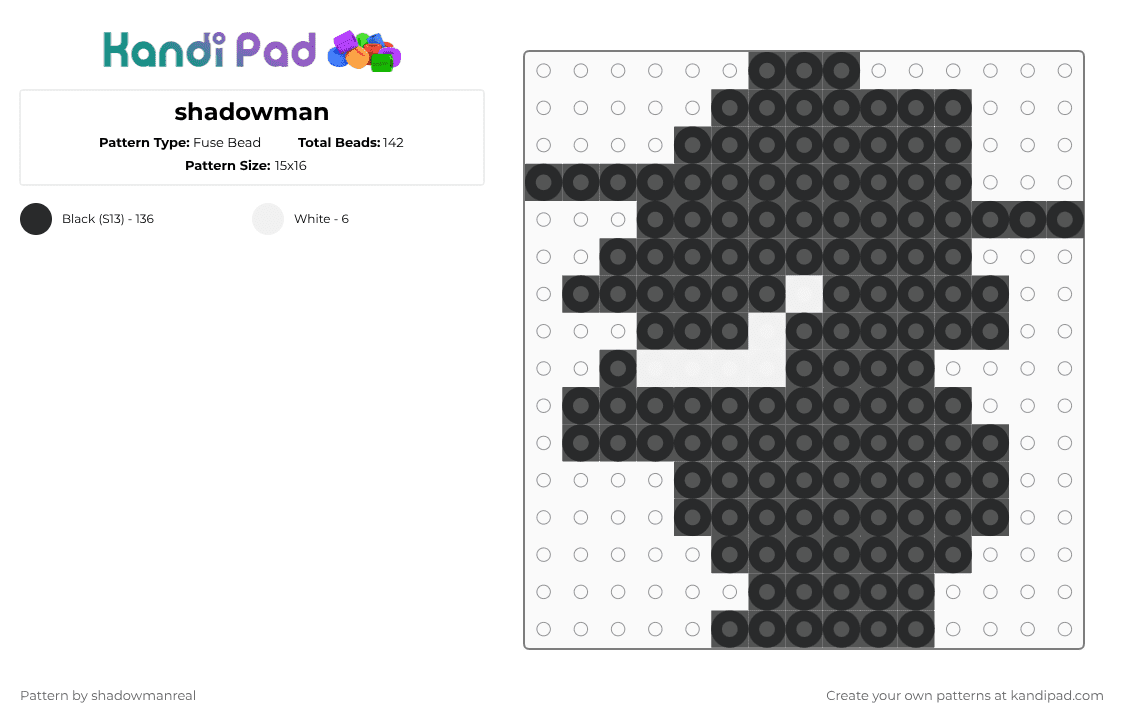 shadowman - Fuse Bead Pattern by shadowmanreal on Kandi Pad - black, deltarune