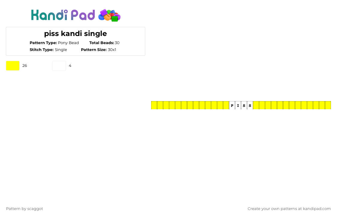 piss kandi single - Pony Bead Pattern by s1llyf3ll0w on Kandi Pad - yellow,piss,solid