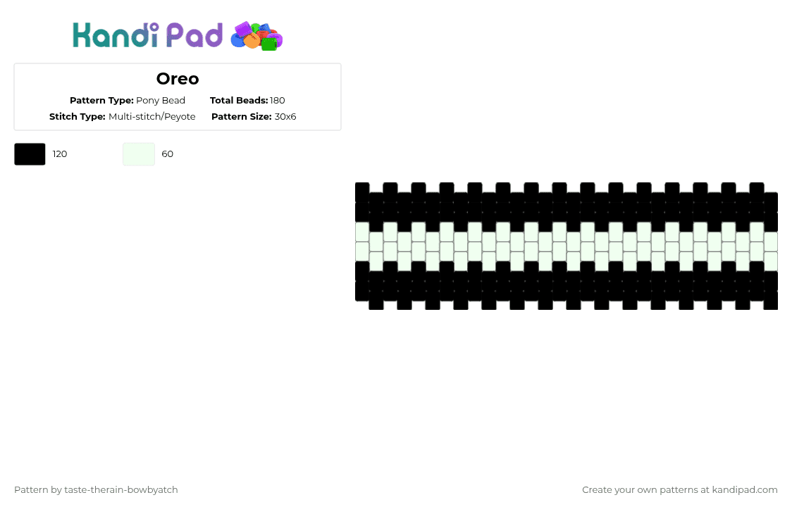 Oreo - Pony Bead Pattern by taste-therain-bowbyatch on Kandi Pad - black, food, white