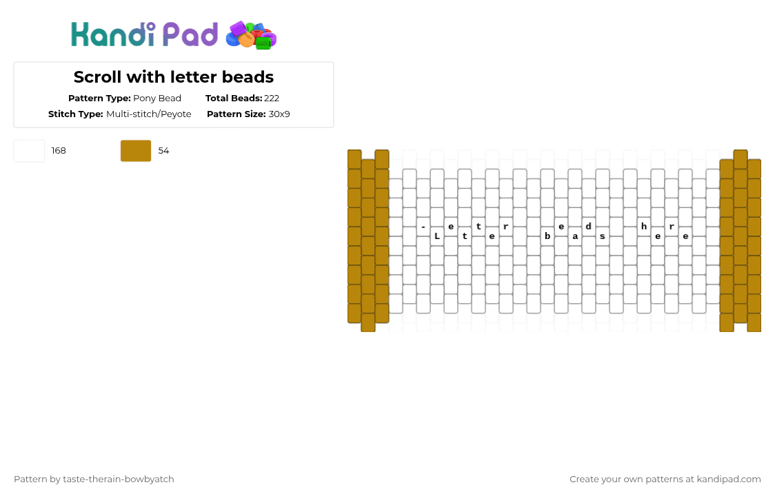 Scroll with letter beads - Pony Bead Pattern by taste-therain-bowbyatch on Kandi Pad - white,cotdscrolls,scrolls,writing,paper