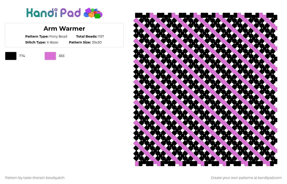 Arm Warmer - Pony Bead Pattern by taste-therain-bowbyatch on Kandi Pad - black,pink