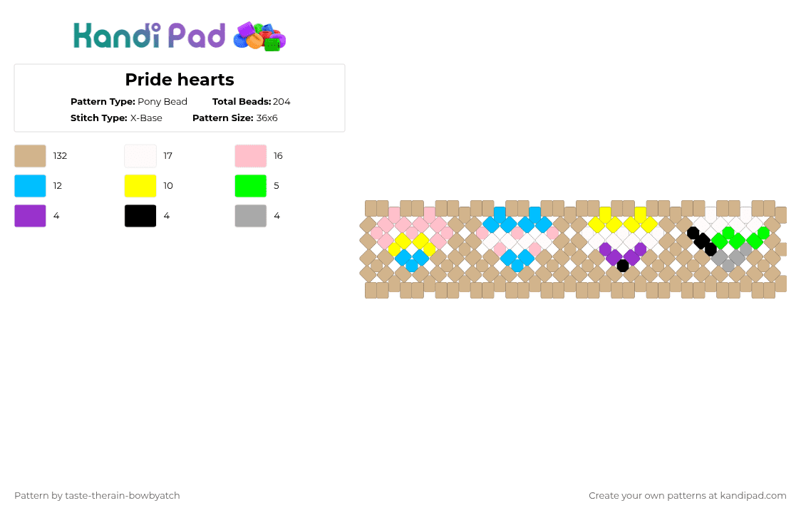 Pride hearts - Pony Bead Pattern by taste-therain-bowbyatch on Kandi Pad - beige,pride