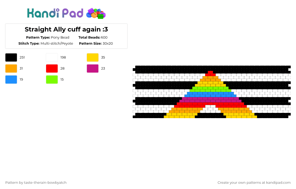 Ally Color Patterns Straight Ally cuff again :3 Pony Bead Pattern - Kandi Pad | Kandi ...