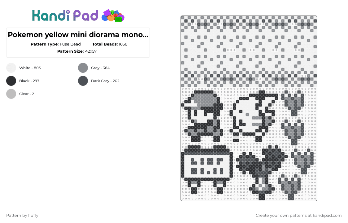 Pokemon yellow mini diorama - Fuse Bead Pattern by fluffy on Kandi Pad - white,gray,pokemon,diorama,pikachu