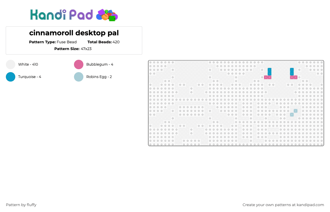 cinnamoroll desktop pal - Fuse Bead Pattern by fluffy on Kandi Pad - white,pink,light blue,cinnamoroll,sanrio,3d
