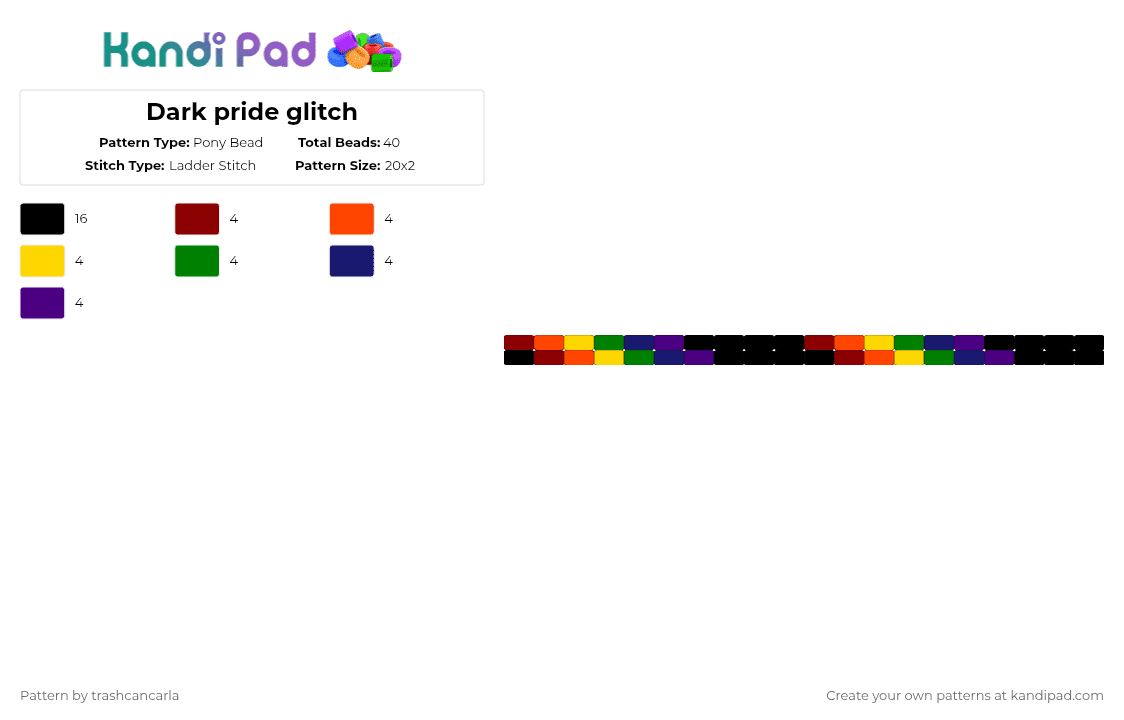Dark pride glitch - Pony Bead Pattern by trashcancarla on Kandi Pad - red,purple