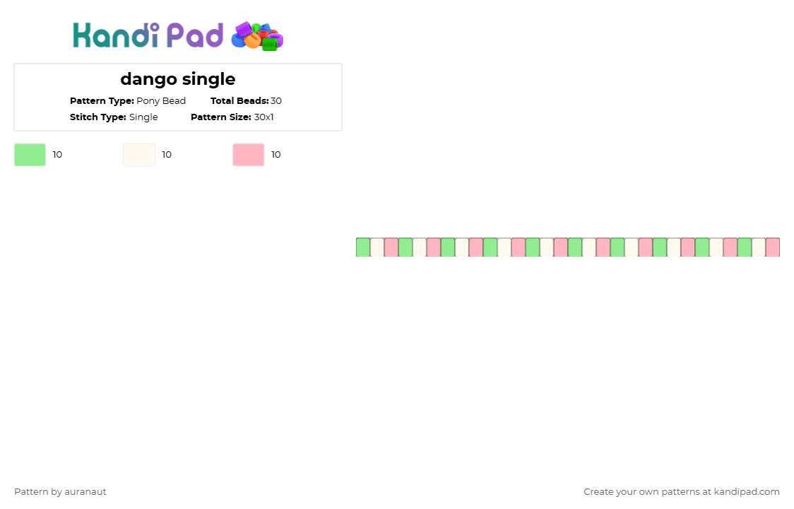 dango single - Pony Bead Pattern by auranaut on Kandi Pad - cute, dango, food, japan, japanese, mochi, pink, single, sweets, teal