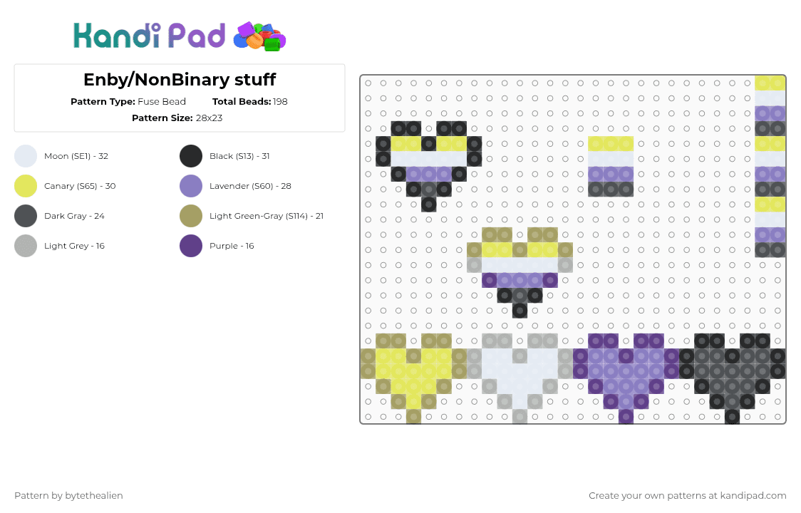 Enby/NonBinary stuff - Fuse Bead Pattern by bytethealien on Kandi Pad - gray,yellow,pink,gold,im,dumb,shes,a,lesbian,enby,heart,chain