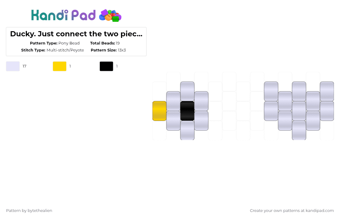Ducky. Just connect the two pieces together - Pony Bead Pattern by bytethealien on Kandi Pad - white