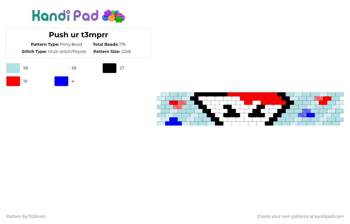 Push ur t3mprr - Pony Bead Pattern by fizzbrain on Kandi Pad - light blue,femtanyl,token
