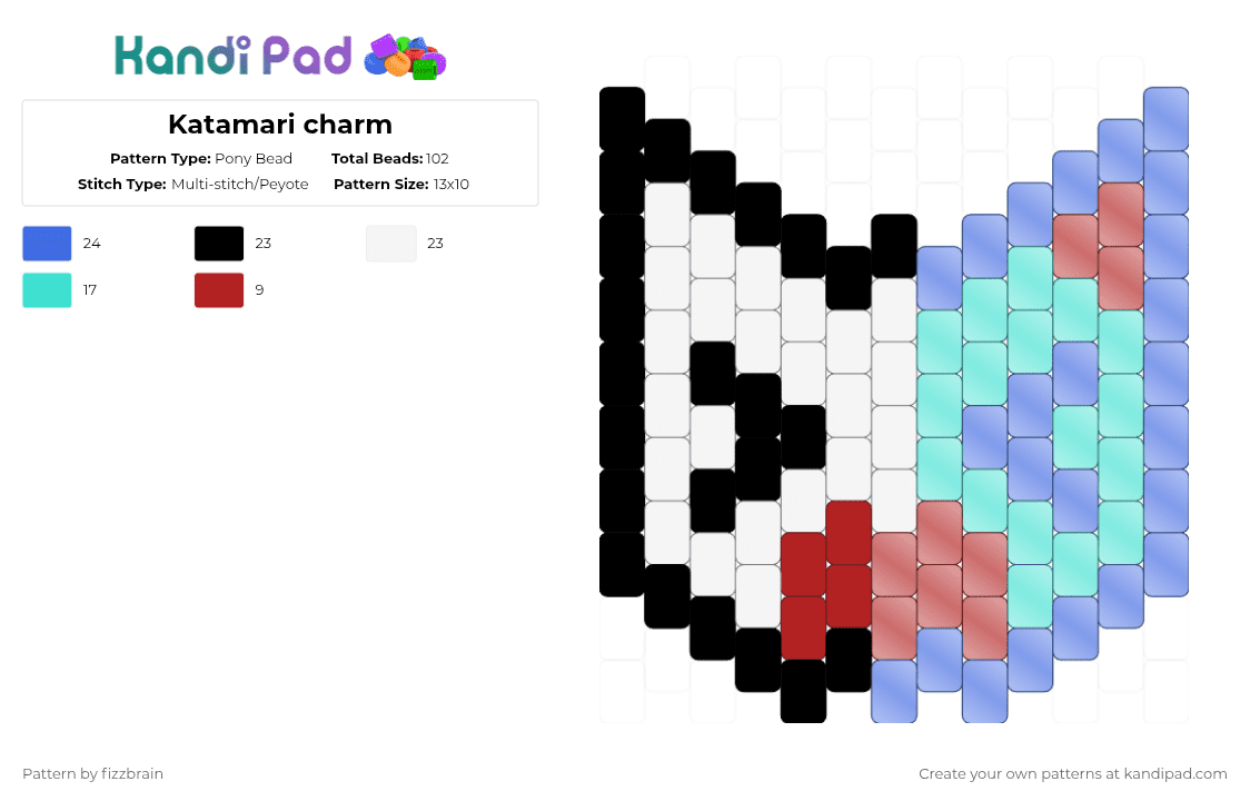 Katamari charm - Pony Bead Pattern by fizzbrain on Kandi Pad - blue,fentanyl,token,katamari,charm