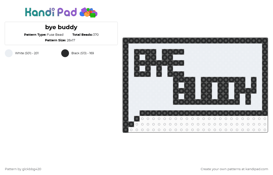 bye buddy - Fuse Bead Pattern by glckbbg420 on Kandi Pad - black,white,elf,buddy the elf,christmas,narwhal