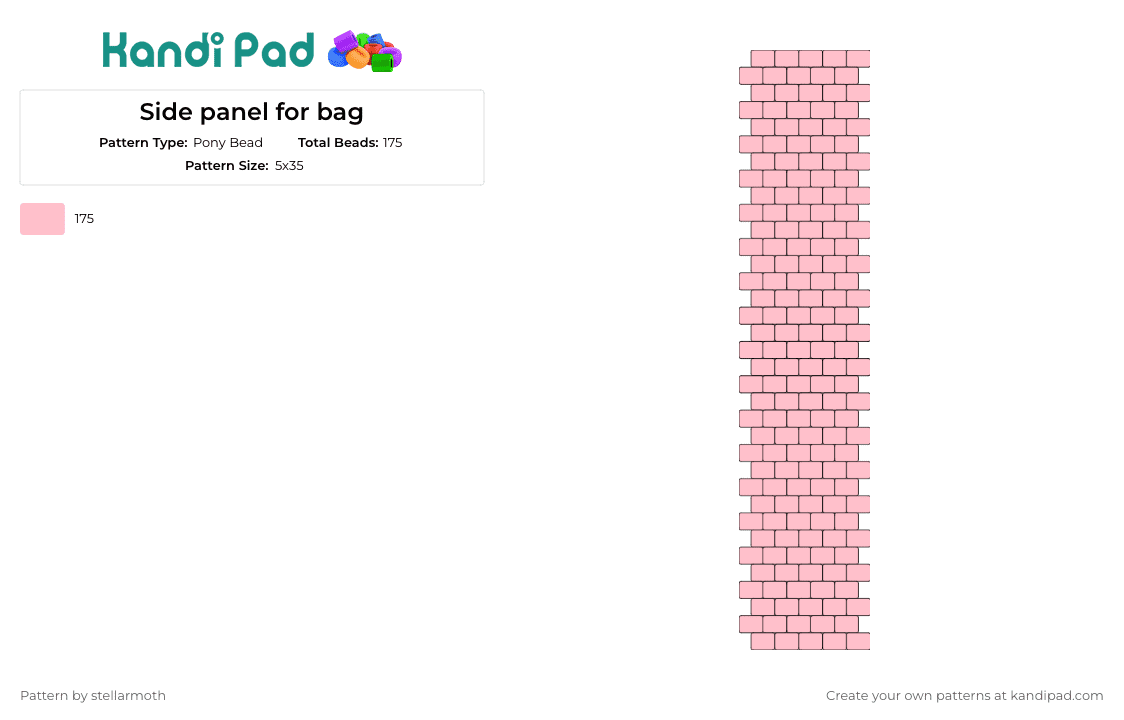 Side panel for bag - Pony Bead Pattern by stellarmoth on Kandi Pad - bag,panel