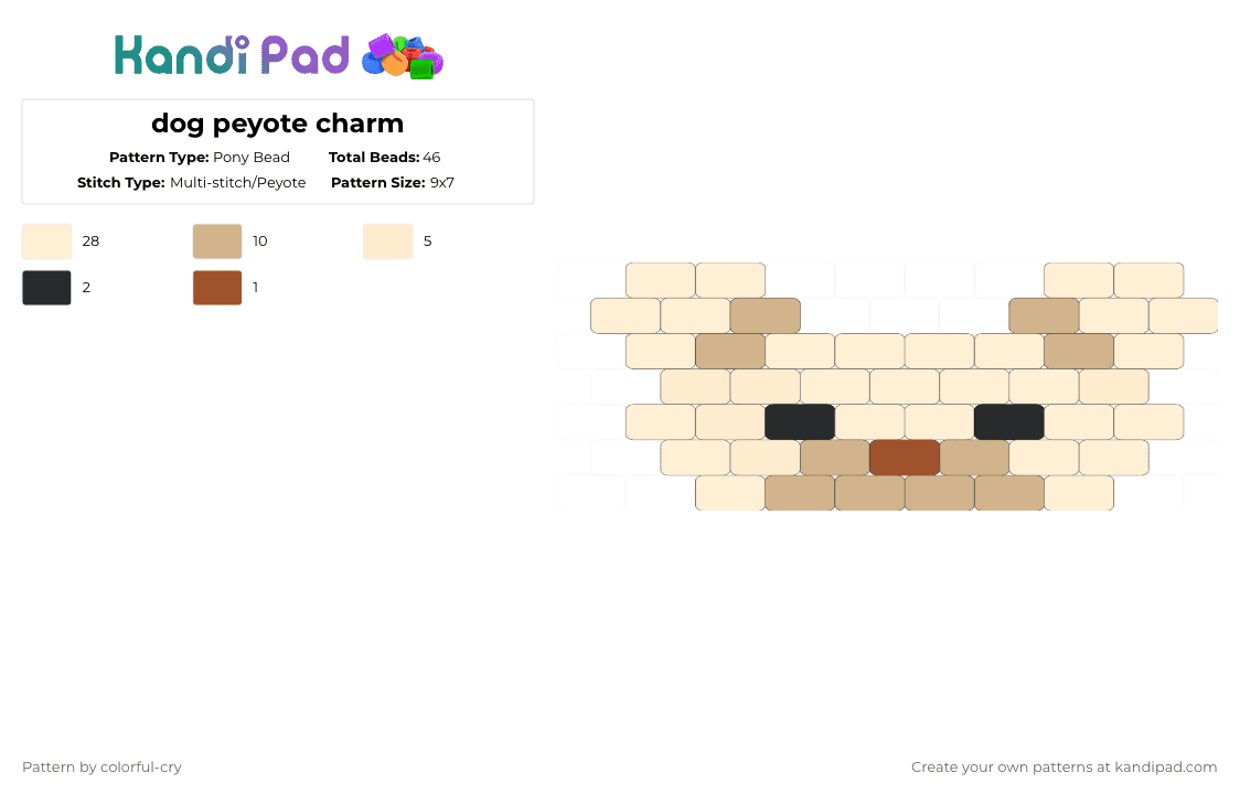 dog peyote charm - Pony Bead Pattern by colorful-cry on Kandi Pad - beige