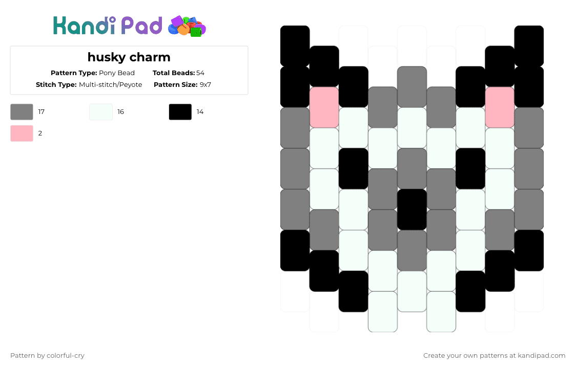 husky charm - Pony Bead Pattern by colorful-cry on Kandi Pad - gray