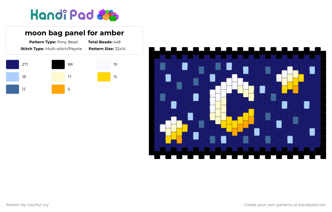 moon bag panel - Pony Bead Pattern by colorful-cry on Kandi Pad - purple
