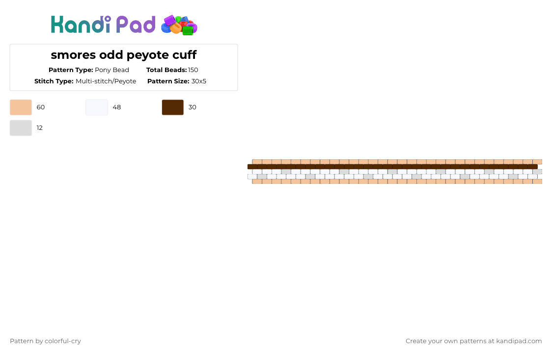 smores odd peyote cuff - Pony Bead Pattern by colorful-cry on Kandi Pad - beige,brown