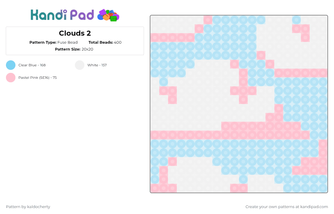 Clouds 2 - Fuse Bead Pattern by kaldocherty on Kandi Pad - pink,light blue