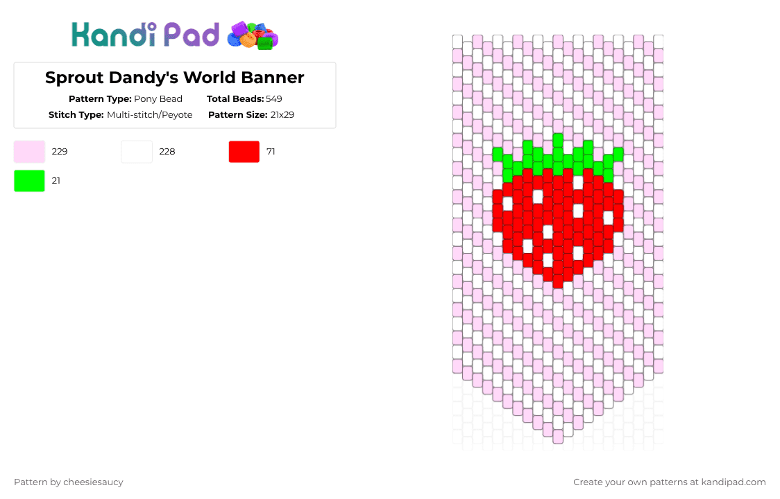 Sprout Dandy\'s World Banner - Pony Bead Pattern by cheesiesaucy on Kandi Pad - pink
