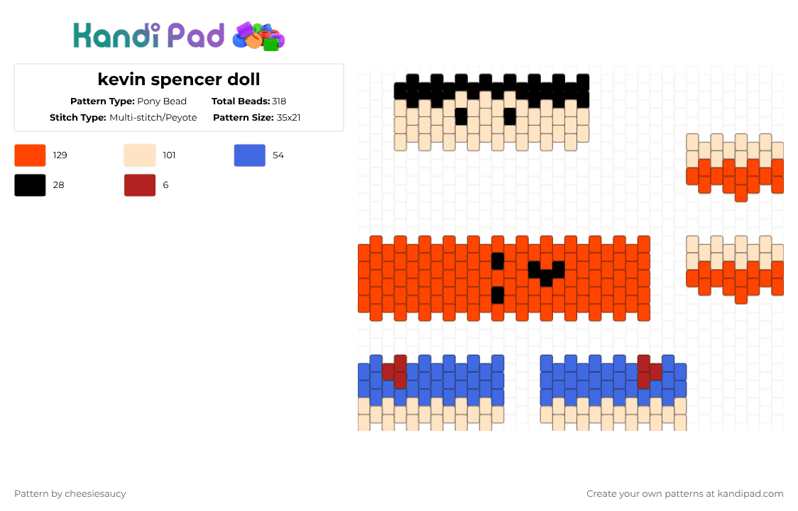kevin spencer doll - Pony Bead Pattern by cheesiesaucy on Kandi Pad - beige,red,kevin spencer,doll