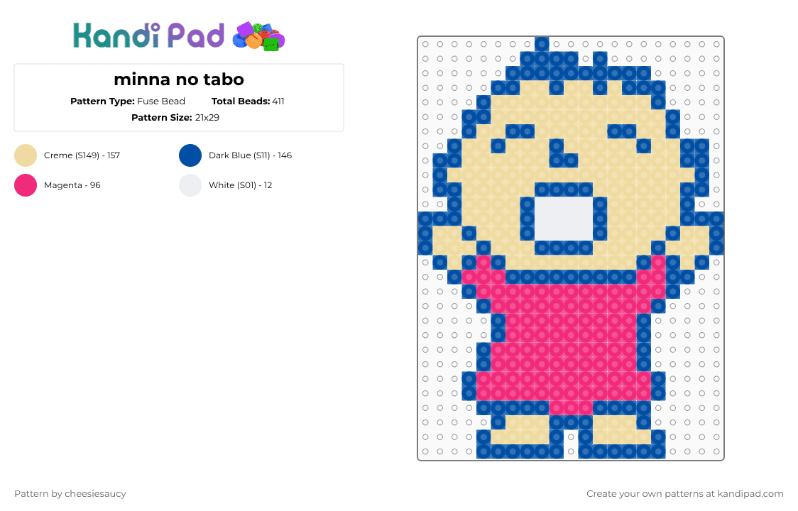 minna no tabo - Fuse Bead Pattern by cheesiesaucy on Kandi Pad - beige,blue