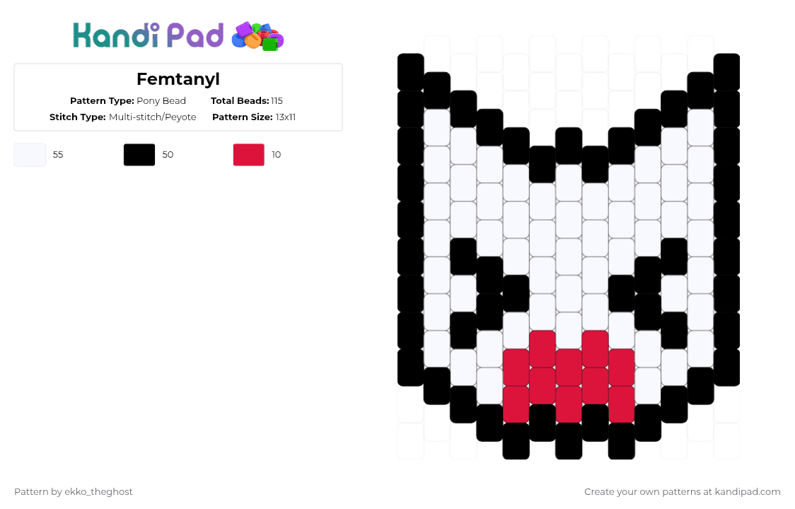 Femtanyl - Pony Bead Pattern by ekko_theghost on Kandi Pad - white