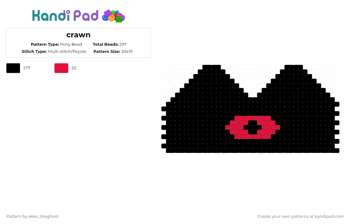 crawn - Pony Bead Pattern by ekko_theghost on Kandi Pad - black
