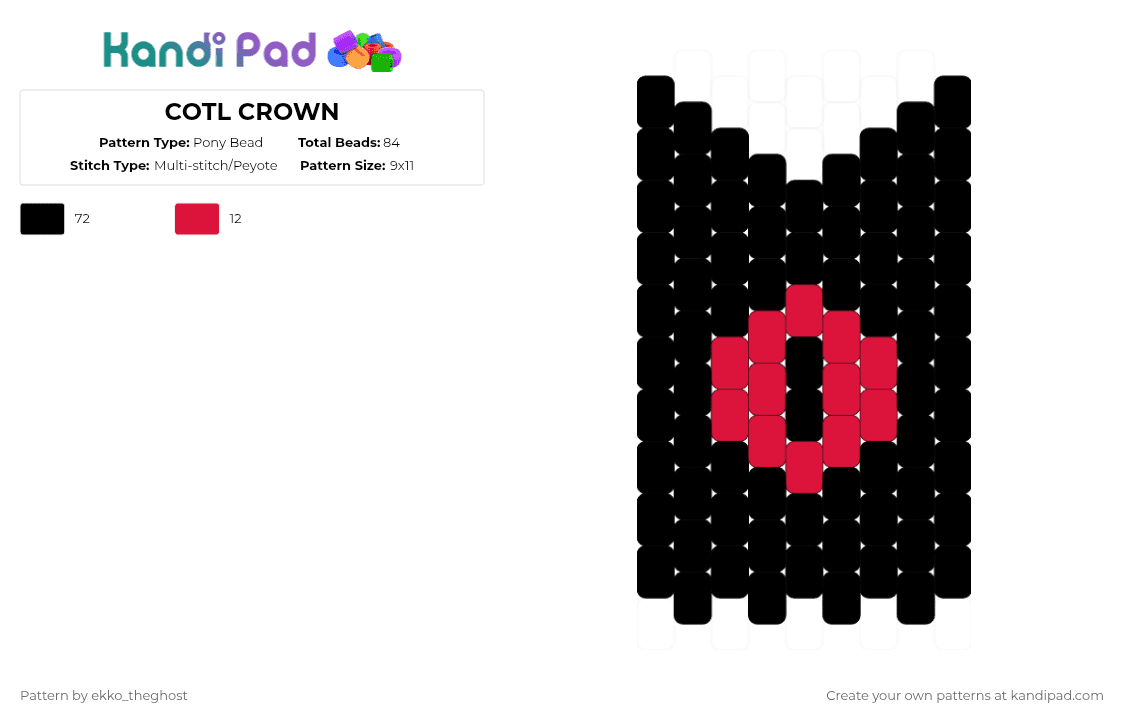 COTL CROWN - Pony Bead Pattern by ekko_theghost on Kandi Pad - black